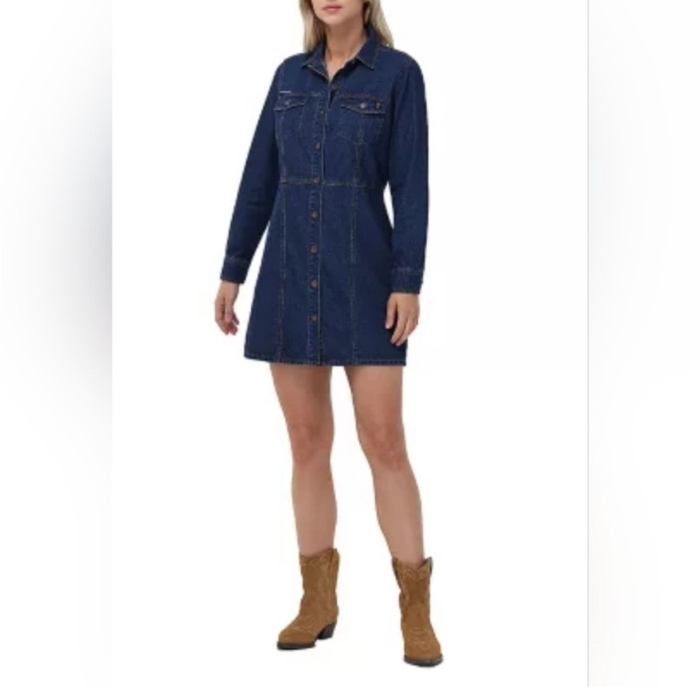 NWOT FRYE Denim Button-Up Dress with long sleeves size XL